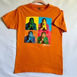 Tupac Poetic Justice Orange Pop Art Graphic Tee S 90s Rap Hip Hop Streetwear